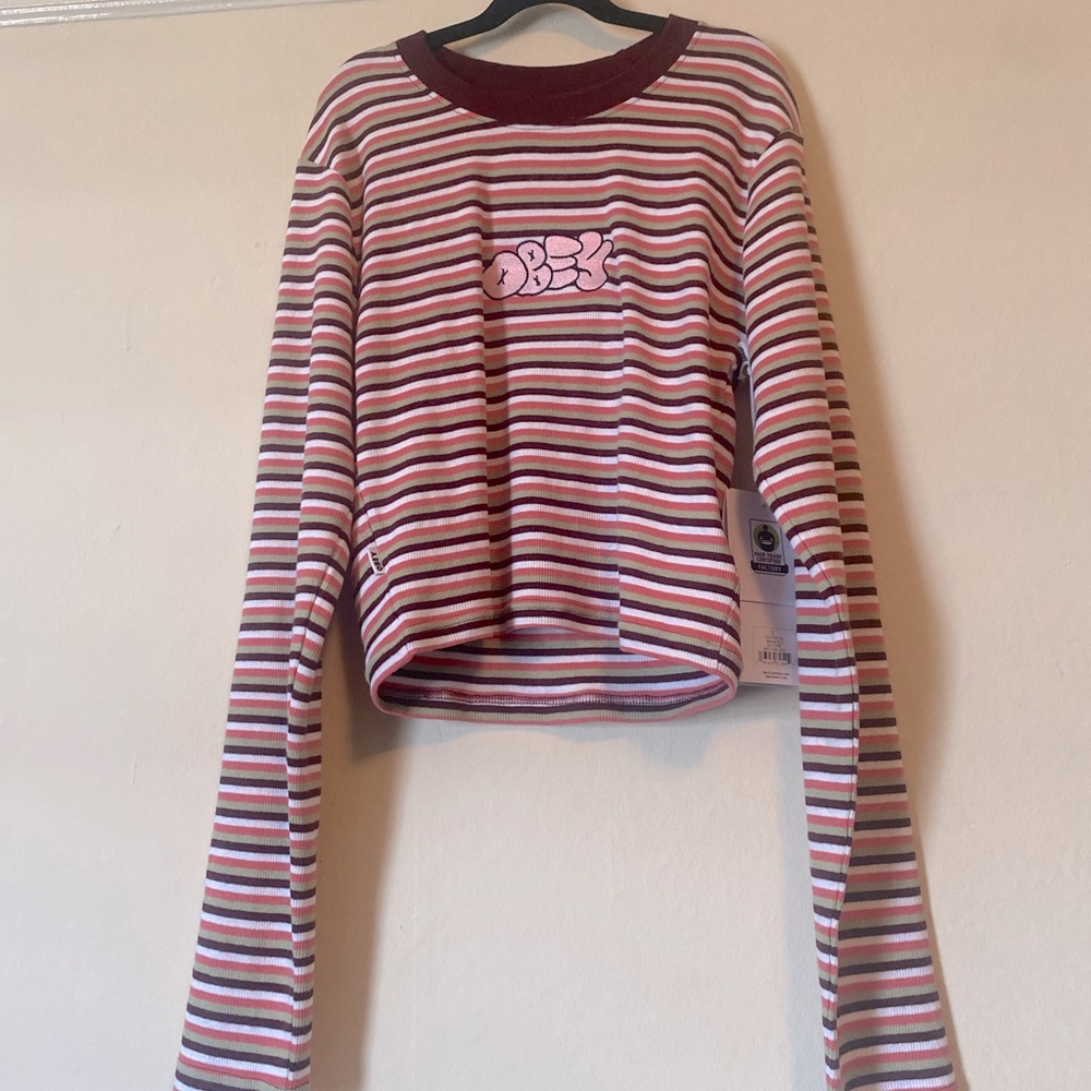 NWT 'Obey' Embroidered Logo Long Sleeve